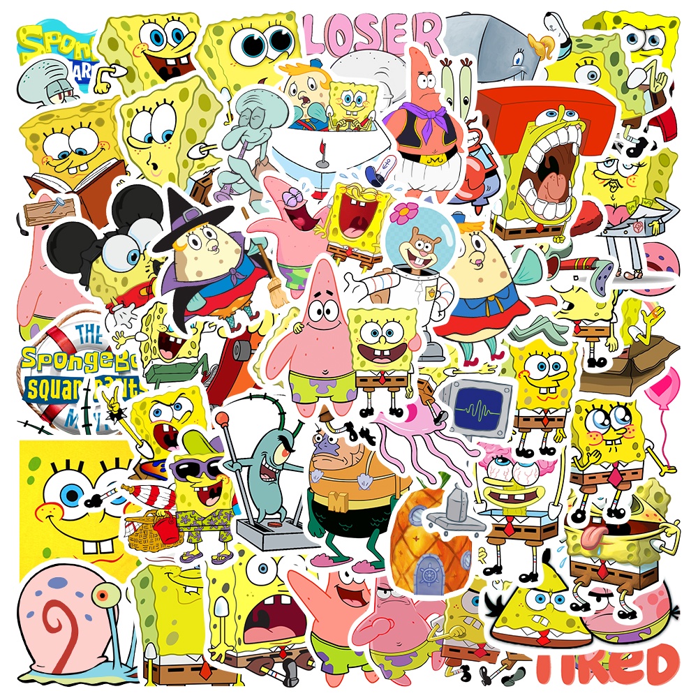 Calcomanía De Caricatura Al Azar 10 50 Piezas De Bob Esponja