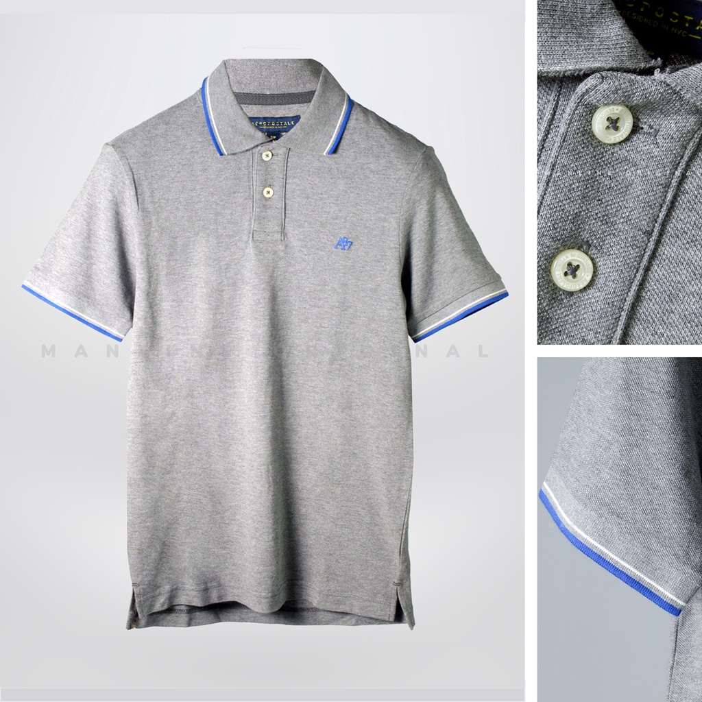 Aeropostale Polo cuello camisa hombre ediciones originales A87 gris Misty List azul