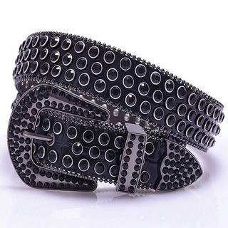 Cinturón de diamante de agua de moda para hombres y mujeres con  incrustaciones de cristal de alta calidad y ancho neutro de 3,8 cm