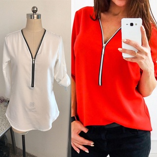 Blusa cuello discount v con botones