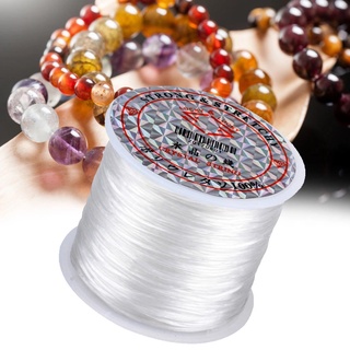 Rollo de cordón elástico para abalorios de cristal, cuerda fuerte de 1mm para  pulseras, hilo elástico