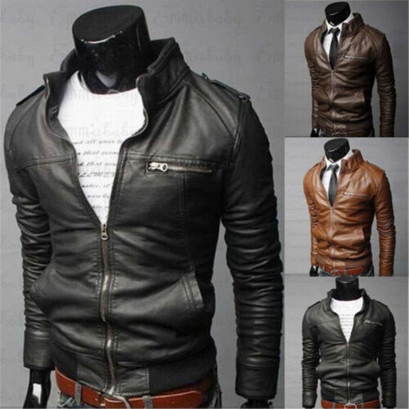 Chaqueta de cuero Camel oscuro para hombre Faustin