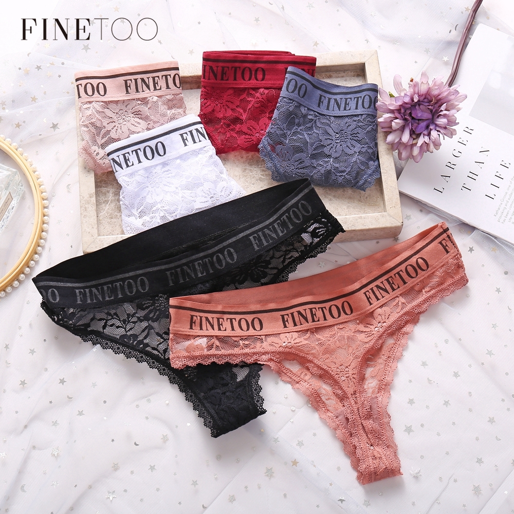 FINETOO Panty Mujer Tanga De Encaje Spandex Ropa Interior Sexy Para