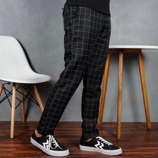 Pantalon de cuadros blanco y negro orders hombre