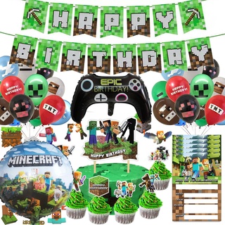 Globos Minecraft Fiesta Temáticos Para Cumpleaños 12pzs
