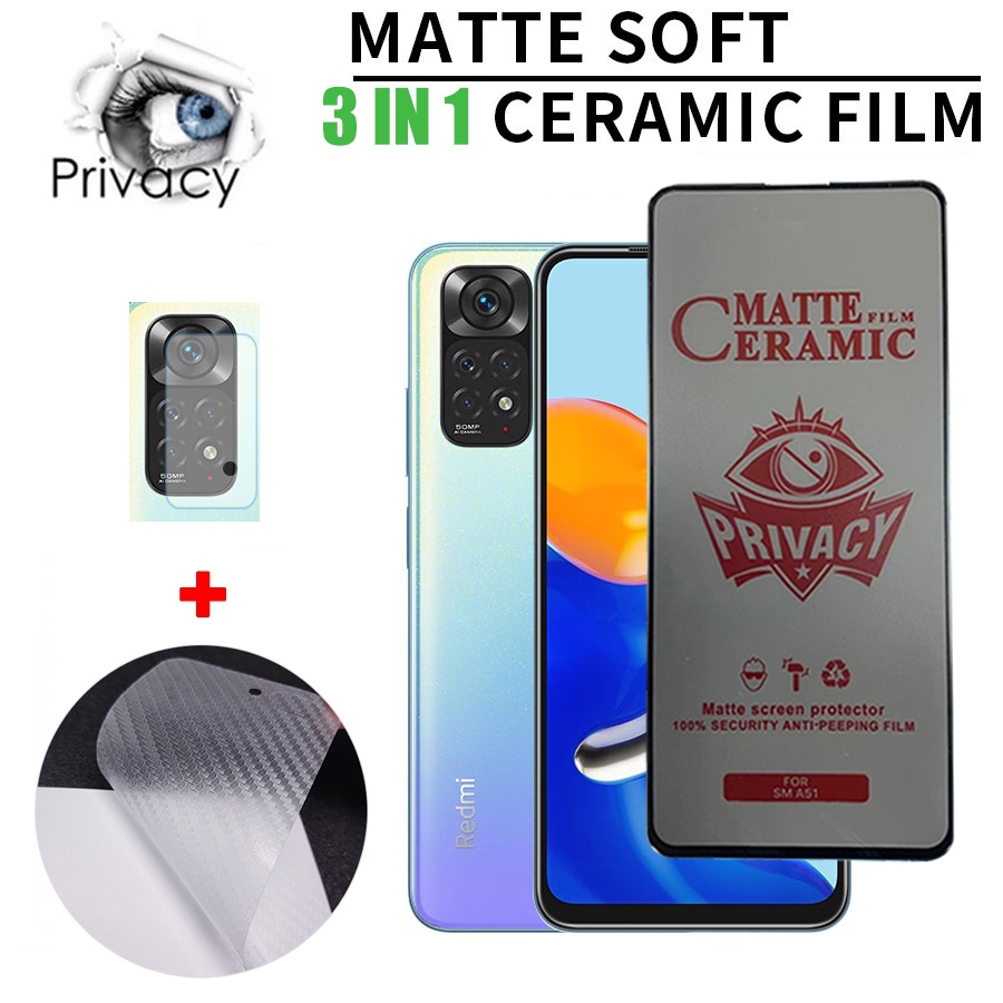 2 En 1 Redmi Note 11 Mica Anti Spy Cerámica Suave Mate Privacidad Protector  de Pantalla Vidrio Cristal Templado Para Pro + 11s 10 5G 10C 10S 10 9 Plus  Pang Jing