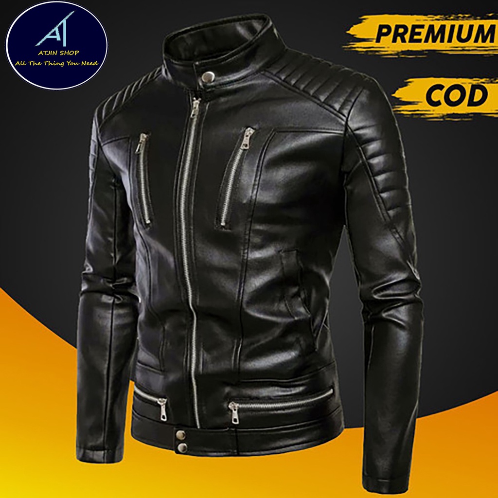 Chamarra Para Hombre Chaqueta Piel Cuero Sintético Biker Moda Casual MA100, Moda de Mujer