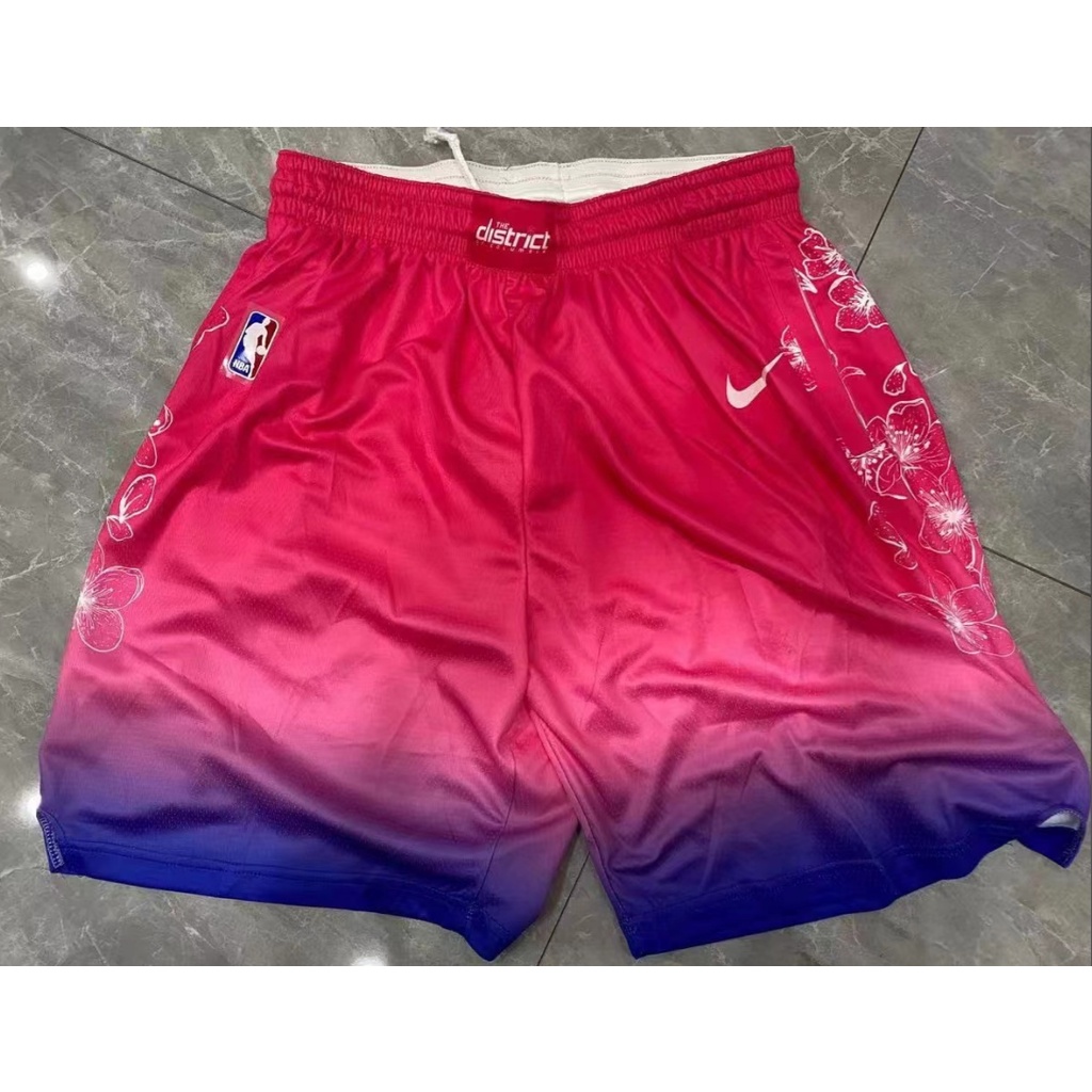 hot pressed 2023 nba shorts Washington Wizards pink basketball shorts