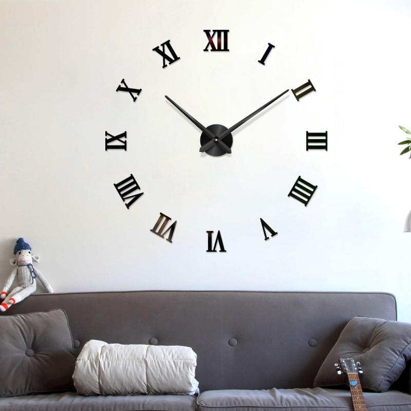 Reloj De Pared Grande 3d Diy Con Números Romanos Gigantes, Espejo