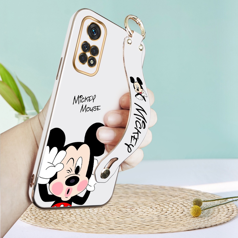 Carcasa Para Xiaomi Redmi Note 11 Pro 4G 5G Note11 11S 4G/5G Funda Con  Patrón De Mickey Mouse De Dibujos Animados (Con Pulsera) De Teléfono De TPU  Suave Chapado De Lujo