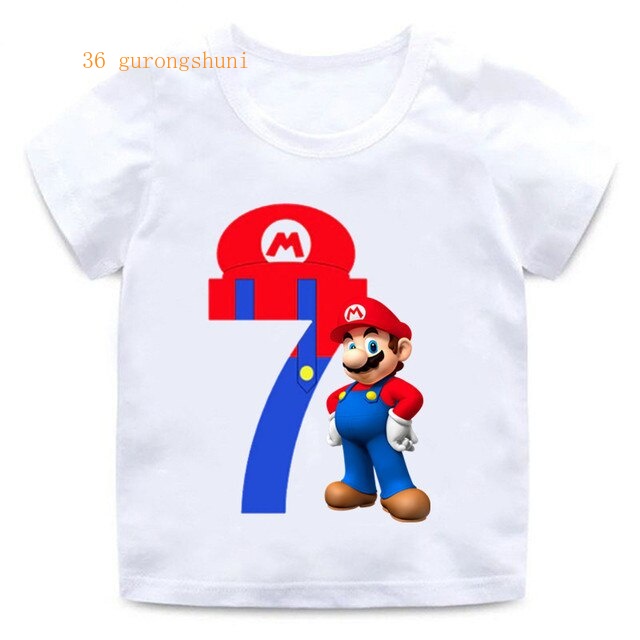 Camiseta Ninos Camisetas Super Mario Bros Serie 3 4 5 6 7 8 9 Anos De Cumpleanos Tops De Verano Para Ninas Ropa De Shopee Mexico