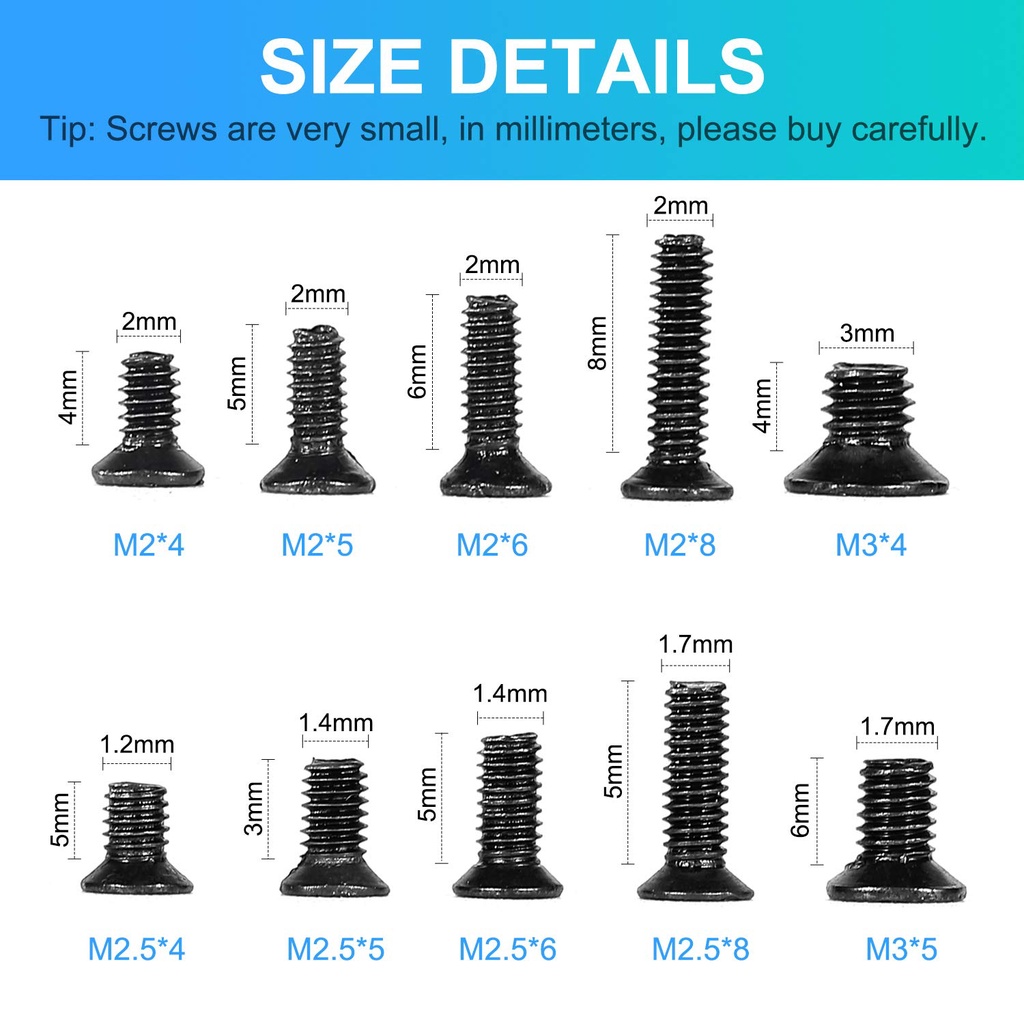 Tornillos de reparación electrónica, accesorios M2, 5mm, 6mm, 8mm