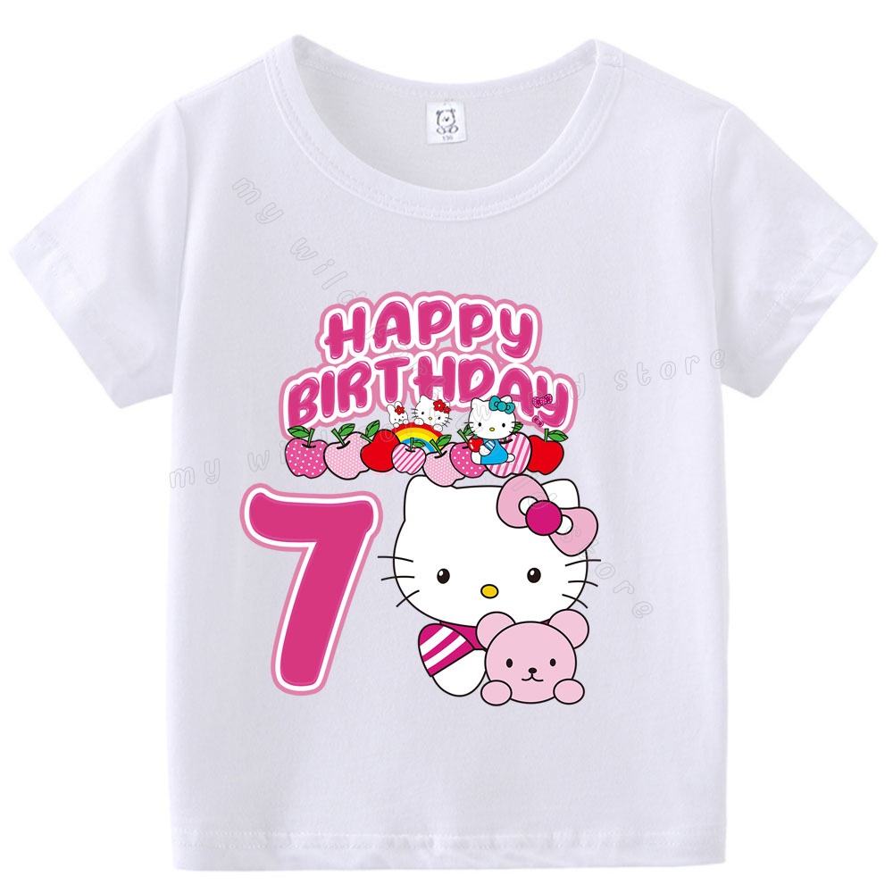 Hello Kitty Niños Fiesta De Cumpleaños Número Camiseta Niñas