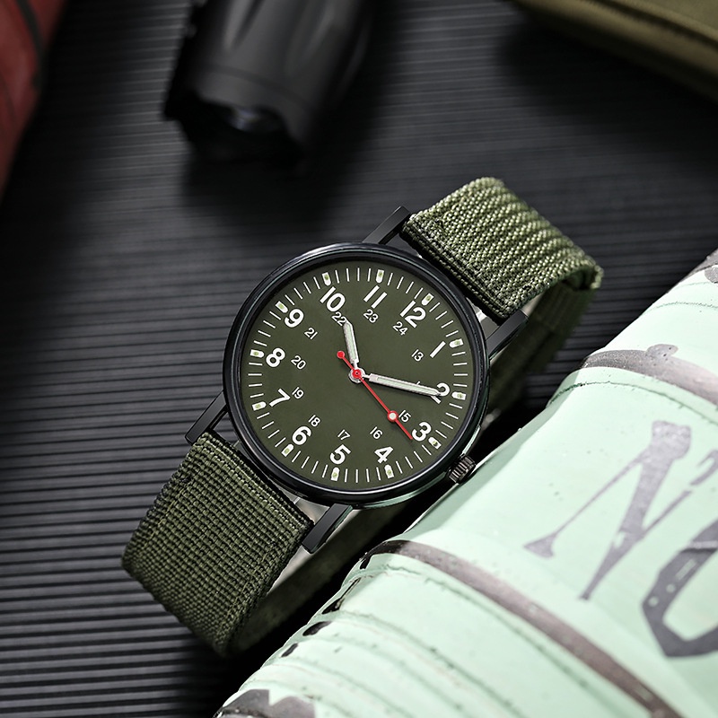 Simple Hombres Correa De Lona Reloj Deportivo Anlog Cuarzo Relojes Militares