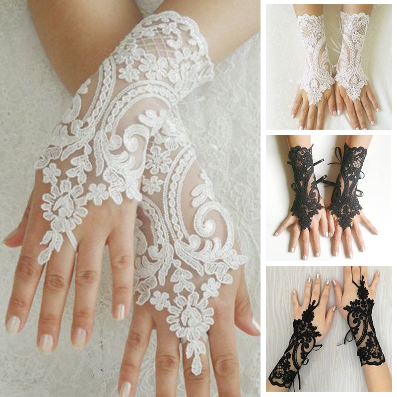 Guantes De Novia De Encaje Blanco O Marfil, Guante... – Grandado