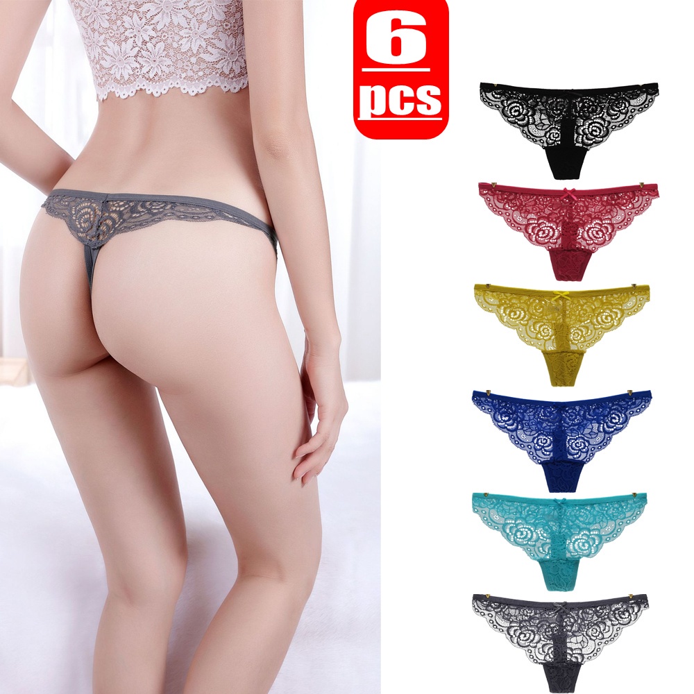 6pcs ^ 39/XL L M : Tanga De Encaje De 6 Colores Bragas T555 # Ropa Interior  De Mujer Lencería Para