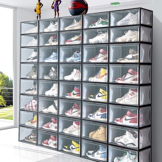 Organizador de zapatos hasta 72 pares, armario de zapatos, zapatero cerrado  portátil con puerta transparente (transparente, plástico, apilable)