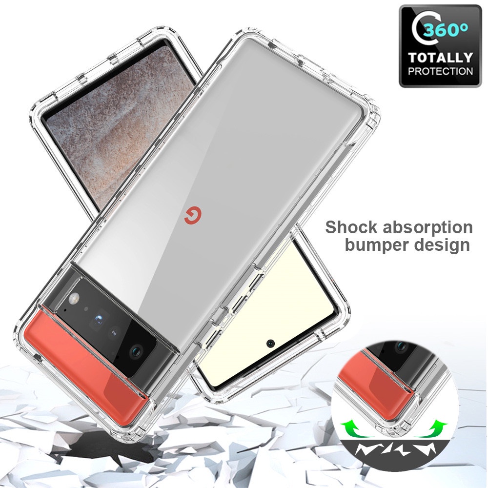 Google Pixel 5 6 7 Pro 6A 5A 4A 5G Casing 3 in 1 Luxury AntiKnock Case