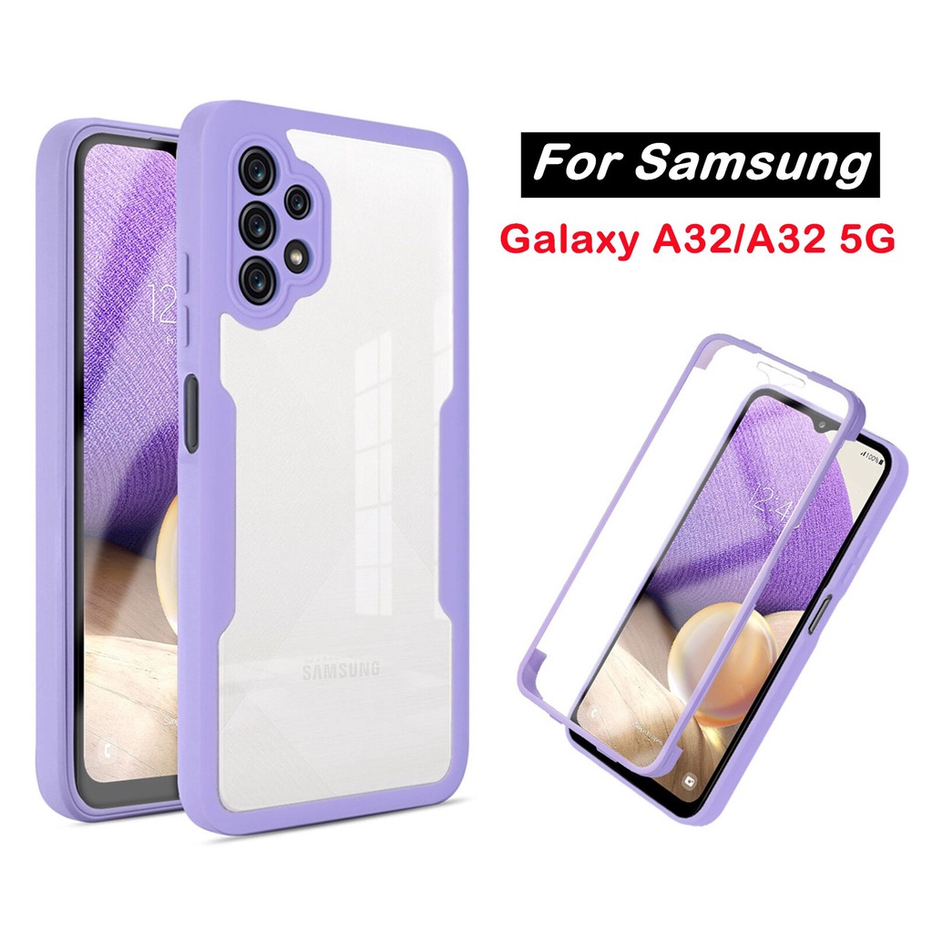 Funda Para Samsung Galaxy A22 5G, Cubierta 360 Protector Pantalla Púrpura