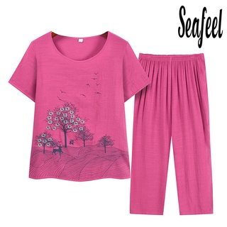 Seafeel) 2 Unids/Set Mujeres Top Pantalones O Cuello Redondo Jersey Largos  Entrepierna Profunda Impresión De Flores Estilo Abuela Cinturas Elásticas  Conjunto De Pijamas De Verano Para Uso Diario | Shopee México