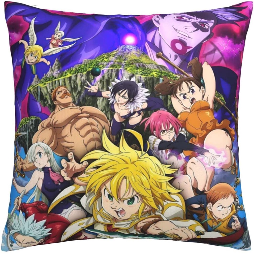 YYTRWE Moda Creatividad Siete Pecados Mortales Anime Cuadrado C modo Suave Poli ster Decorativo Abrazo Funda De Almohada De Doble Cara Impresi n Coj n