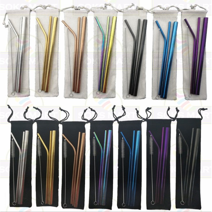 5 Popote Color Acero Inoxidable Metal Multicolor 12mm Reutilizable ...