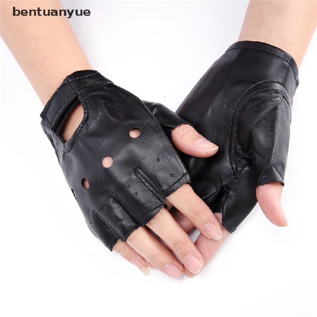 bentuanyue guantes de cuero pu negro para motocicleta/motociclista/guantes sin dedos para hombres y mujeres/guantes mx Shopee México