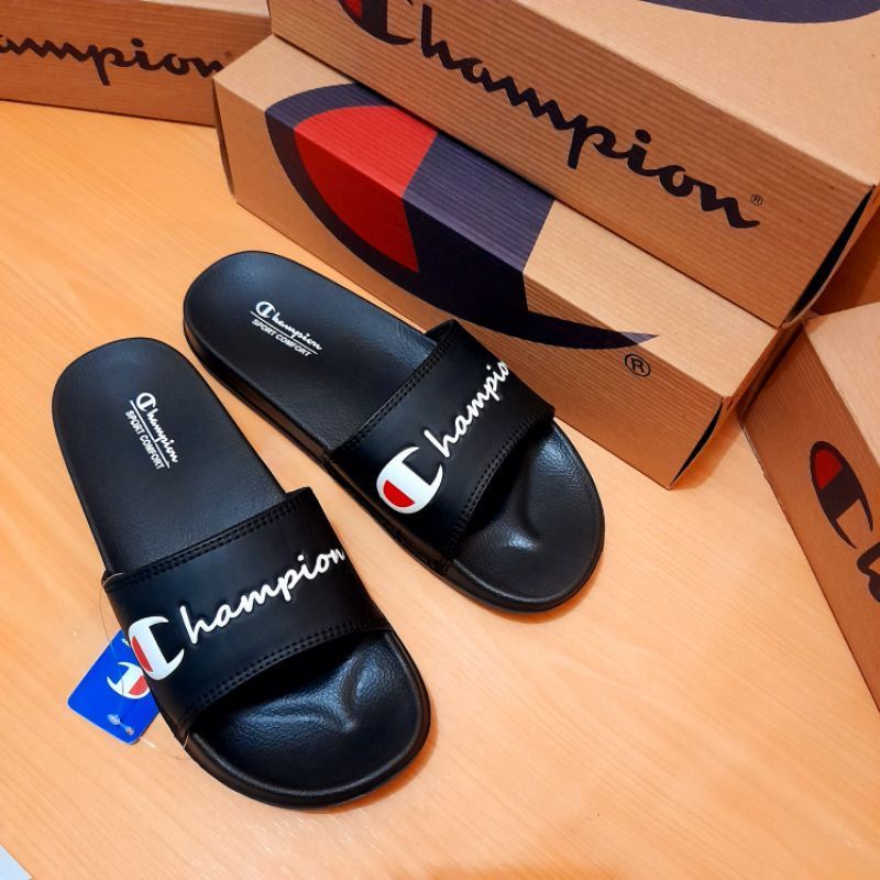 Sandalias Champions Slide blanco y negro hombre mujer calidad