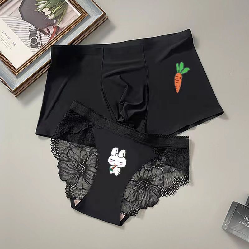 Conjunto de ropa interior para parejas de 4 piezas para hombres y mujeres,  delgada, transpirable y cómoda para primavera y verano, calzoncillos deport