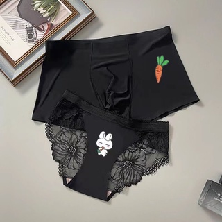 Conjunto de bragas de seda de hielo de alta calidad para parejas de ropa  interior 2 piezas de moda única de verano sin costuras Sexy calzoncillos  conjunto para hombre y mujer transpirable