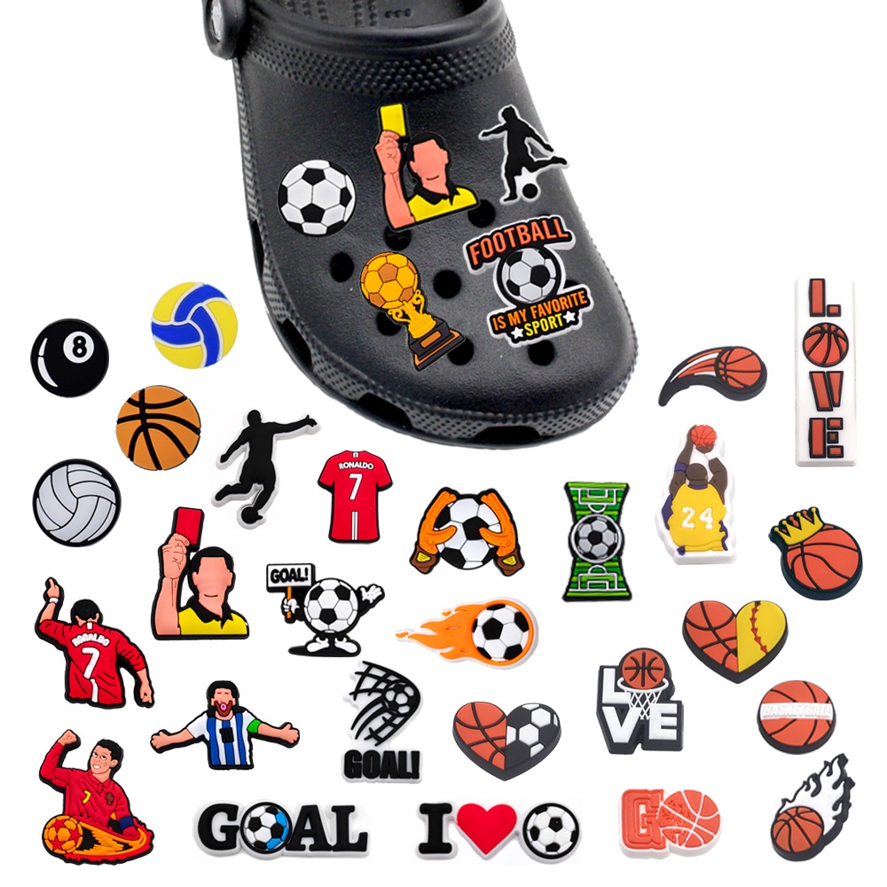 charms Crocs Jibbitz Zapatos Encantos De Fútbol Baloncesto Voleibol Trofeo Serie DIY Desmontable