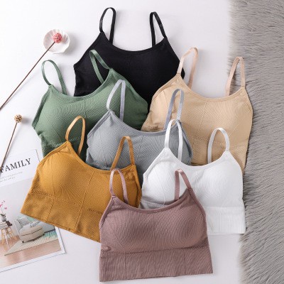 thumbnail image 1 of Sexy niñas chaleco liso hermosa espalda sin anillo de acero camisola estilo uno deportes envuelto pecho femenino sentido recogido tubo superior sujetador siete colores de un tamaño, 1 of 5