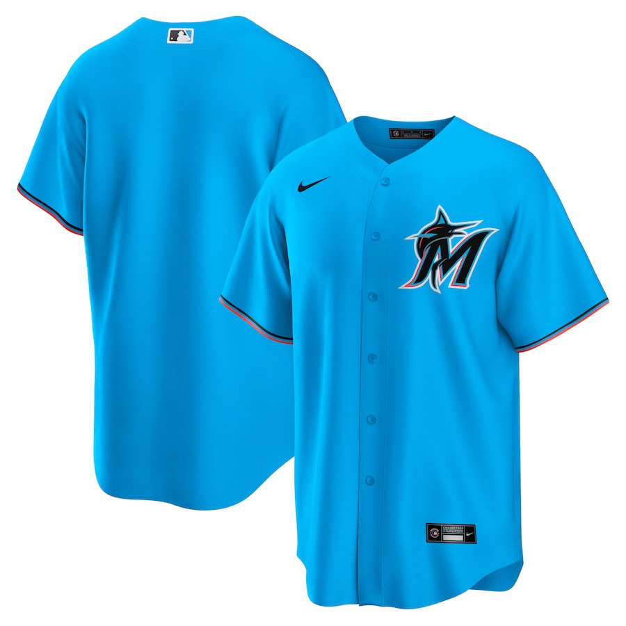 Hombres MLB Miami Marlins Negro Replica Del Equipo De Beisbol Jersey