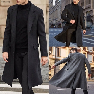 Ropa de cuero Vintage estilo europeo para hombre, chaqueta larga de cuero  de Color puro, gabardina, ropa de calle, cortavientos cálido