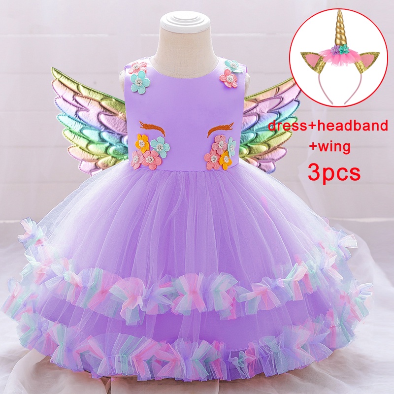 MQATZ Recien Nacido Primer 1er Cumpleanos Vestido De Unicornio Para Bebe Nina Ropa Colorido Vestidos De Princesa Fiesta Bautismo DJS025 Shopee Mexico