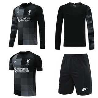 Camiseta y Pantalón Futbol Niños Liverpool Portero Negro 2023-2024