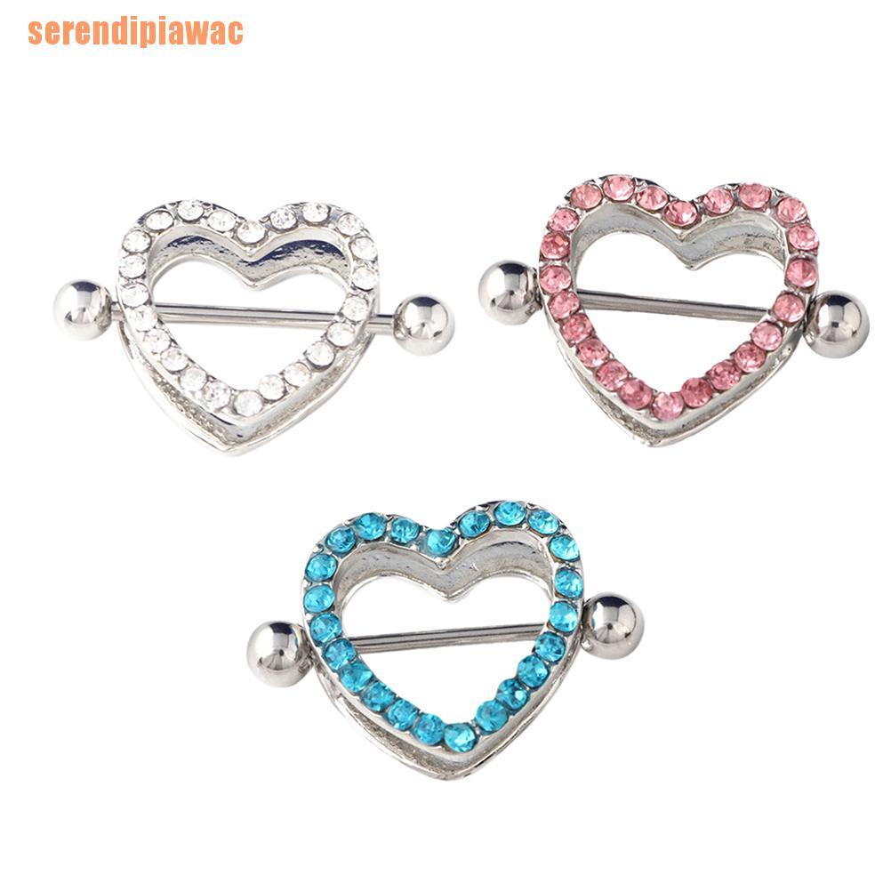 serendipiawac@! 1pc/1 par en forma de corazón pezón escudo pezón anillo de  acero barra piercing joyería | Shopee México