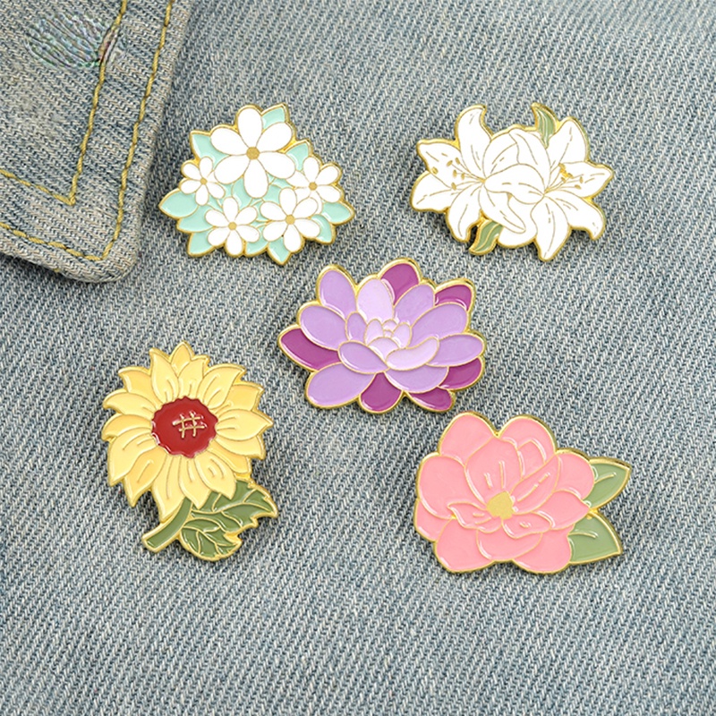 Broches Grandes Esmaltados De Girasol Para Mujer, 2 Colores