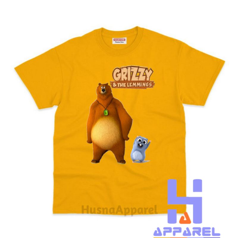 Camiseta Grizzy e Lemmings Infantil Camisa Juvenil Personagens Desenho Kids  Azul Crianças Festa Presente