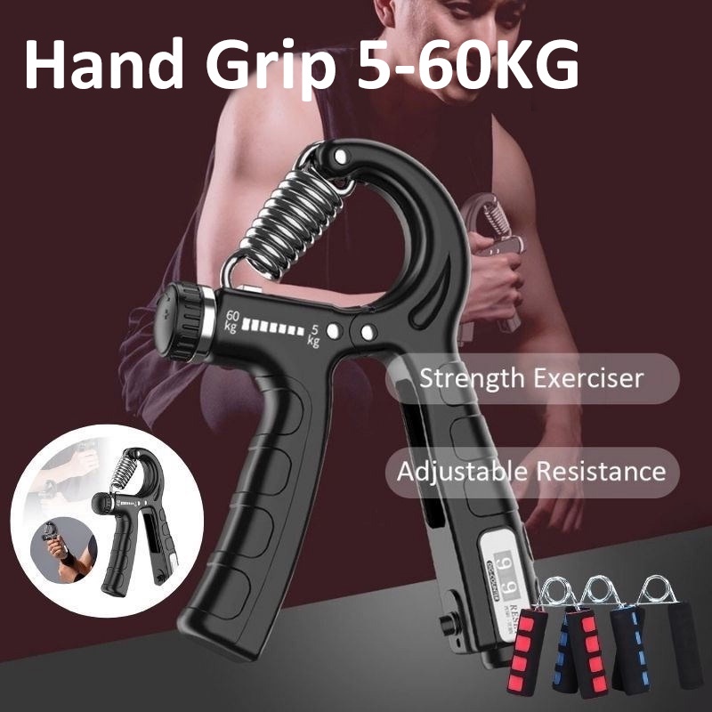 Hand Grip, Set de 1 Ejercitador de Manos Ajustable de 5-60kg