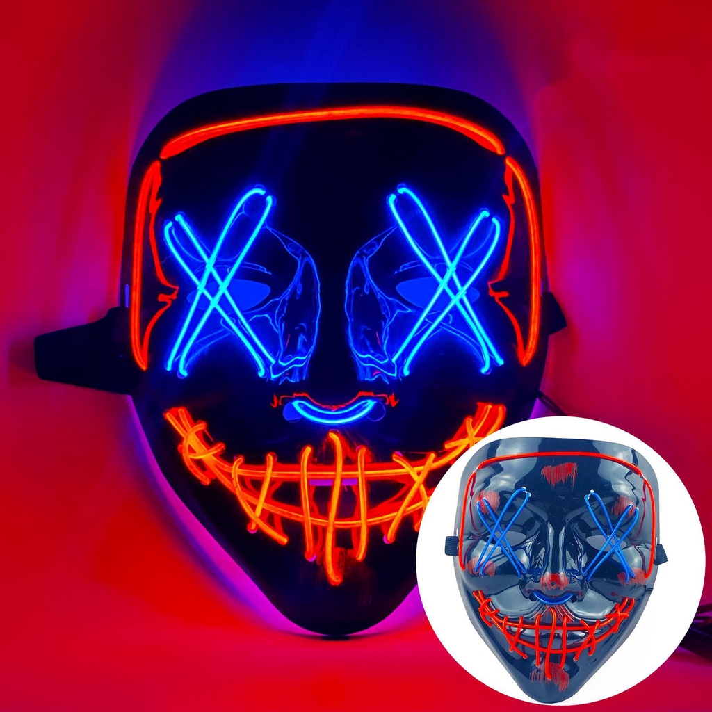 HOPOCO - Pack De 2 Máscaras LED De Halloween, Con Luces De Colores Y Modos Parpadeo Para Fiestas