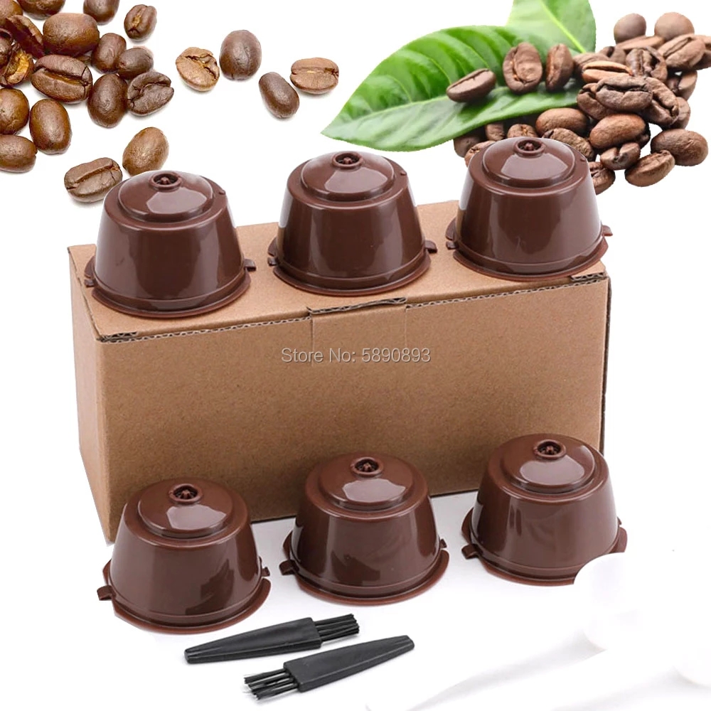6 Pcs capsulas reutilizables para Máquina Dolce Gusto de Café Cápsula  Recargable con 1 Cuchara y 1 Cepillo para Cocina y Oficina