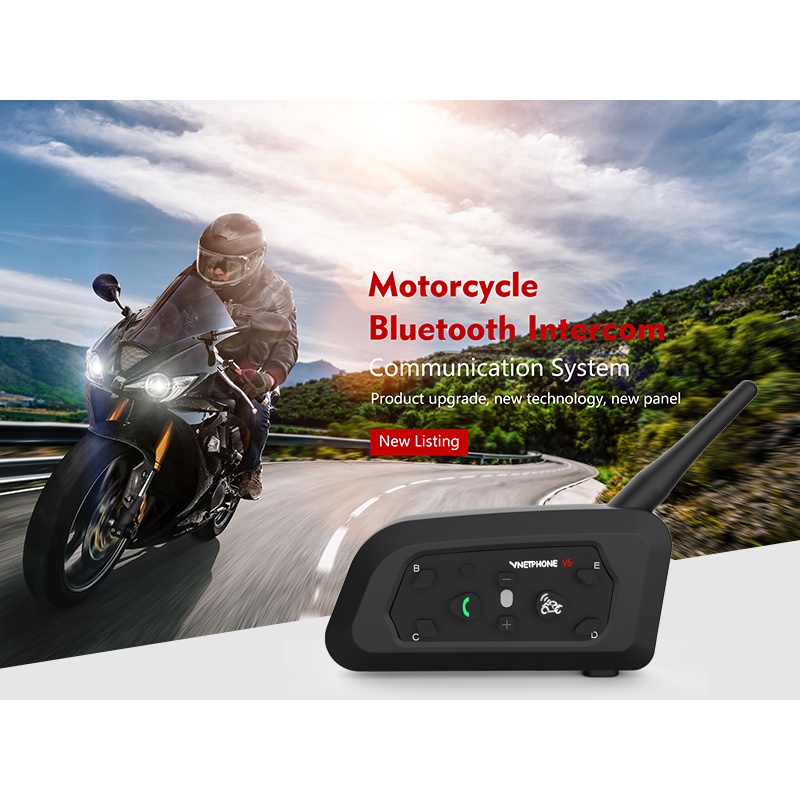 Interfono de motocicleta V6-1200 Casco de motocicleta Intercomunicador  inalámbrico Bluetooth Sistemas de comunicación manos libres