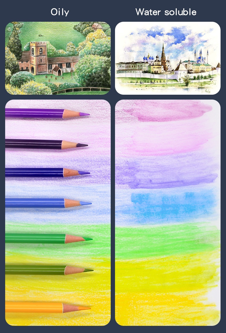 Juego de lápices de colores solubles en agua de 48 colores para colorear,  mezclar y usar en capas, libros para adultos o niños