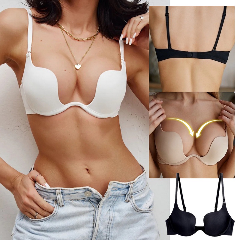 Brasier Sexy Para Mujer/Cuello En V/Sujetador Push Up Invisible/SostéN  Suave Y CóModo Sin Costuras