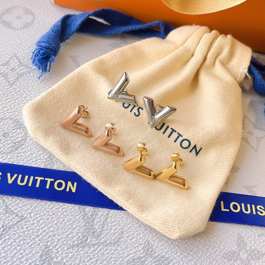 Pendientes LV De Acero De Titanio Con Letras Logo Louis Vuitton Joyería  Para Mujer