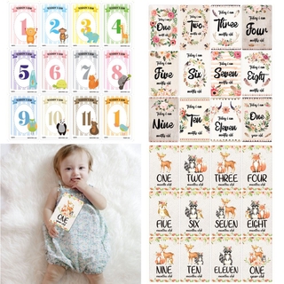 Tarjetas de hitos para bebés con lindos animales y números