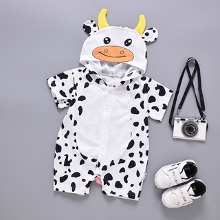 Disfraz de animal de vaca bebé, mameluco con capucha, mameluco de felpa  para bebés pequeños, vestido de una pieza de animal de vaca
