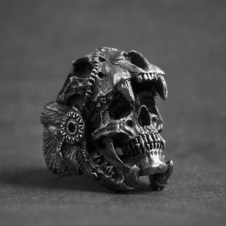 Anillo Acero Inox Plateado Hombre Craneo Mensajero Muerte 