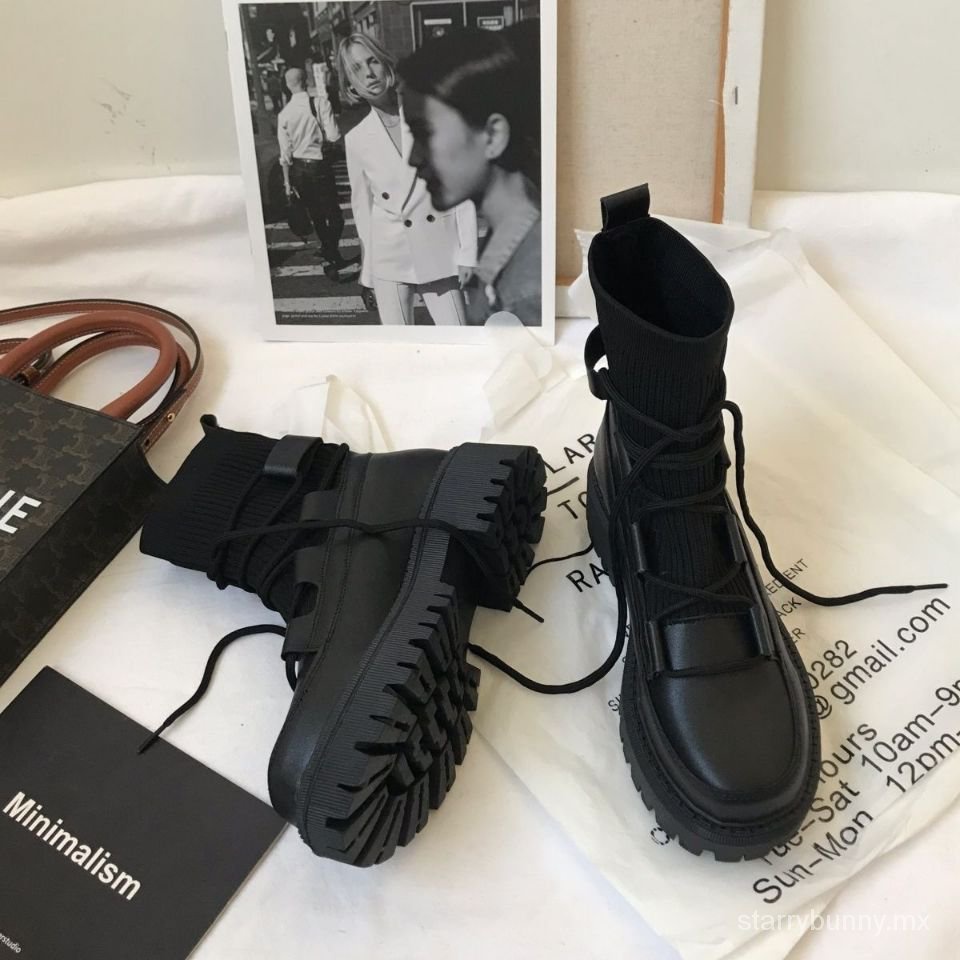 Dr . Martens Botas De Plataforma Mujer Primavera Y Oto o Cortas Negras